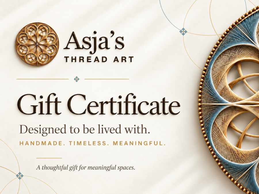 Asja’s Thread Art Gift Certificate — Designed to be lived with