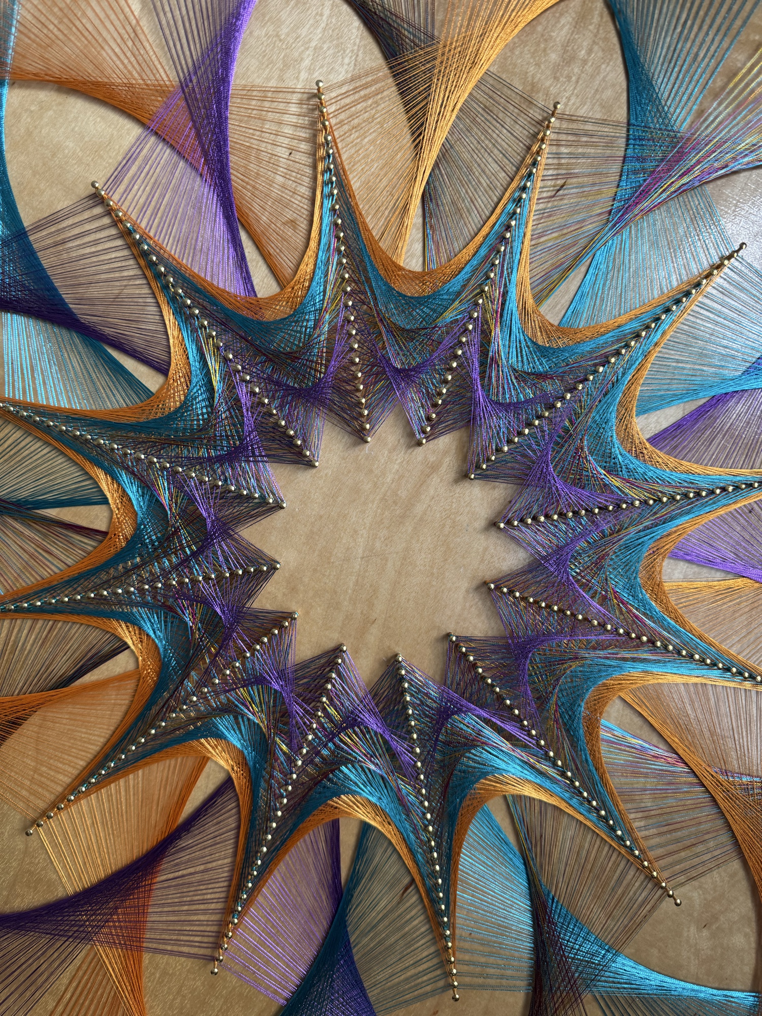 Geometric String Art Wall Decor – Handmade Sacred Geometry Mandala Art, Boho Meditation & Yoga Room Wall Art, detail view 8 — handmade string art by Asja